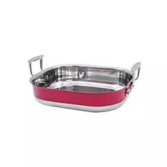 Tablecraft tri-ply roasting pan, red, 3.5 qt - cw2030r 558/c