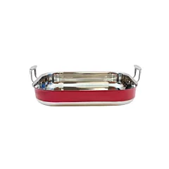 Tablecraft tri-ply roasting pan, red, 6 qt - cw2032r 558/cw2