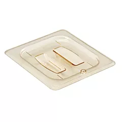 Cambro 60HPCH150 1/6 Size High Heat Flat Food Pan Cover with Handle, Amber