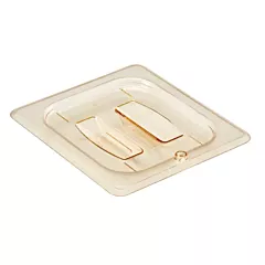Cambro 1/6 Size Notched Food Pan Cover with Handle, Amber
