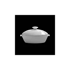Steelite Aura 4.25 Oz Medium Oval Bowl with Lid, White 24/Case(6300P035)