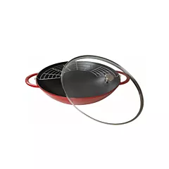 Staub Wok, w/ Glass Lid, 14