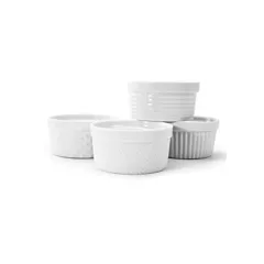 Danesco BIA Porcelain Textured Ramekins, White, 5 oz - 12/Ca