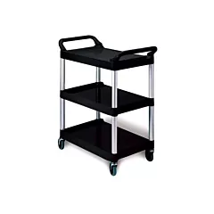 Rubbermaid 3 Shelf Utility Cart, Black, 200lb - FG342488BLA