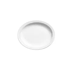 Browne palm ceramic oval platter, white, 9.75