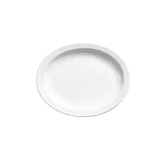 Browne palm ceramic oval platter, white, 11.5