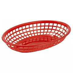 Winco Oval Fast Food Basket, Red, 9.5
