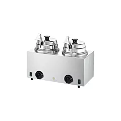 Server 3 Qt Twin Round Topping Warmer with 2 Ladles(81220)
