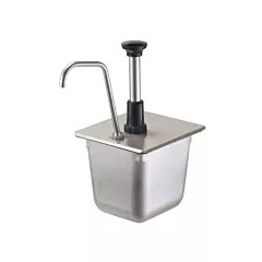Server 1 Oz Condiment Pump with Lid for 1/6 Size Containers, Stainless Steel