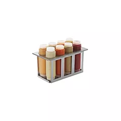 Server Squeeze Bottle Holder Set with 8 Bottles, Stainless Steel