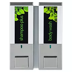 2-Chamber iQon Liquid Bath Amenities Dispenser color Solid Satin Silver Chrome