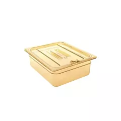 Cambro high heat h-pan notched cover w/handle, amber, 1/2 si