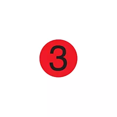 Daymark MoveMark Number 3 Label, Red, 3/4