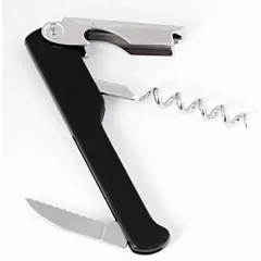 Winco Waiter's Cork with Foil Cutter & Bottle Cap Opener, Black(CO-712)