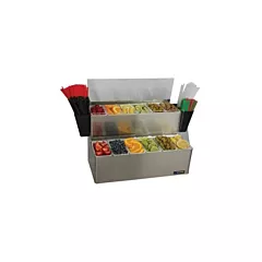 San Jamar EZ-Chill Condiment Bar with 12 Compartments, Stainless Steel, 20.9