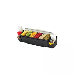 San Jamar The Dome Condiment Bar with 6 Compartments & Snap On Caddies, 20