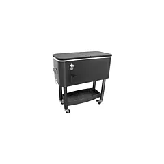 Update 16.25 Gallon Cooler Cart with Bottle Opener & Cap Catcher, Black(CC-65B)