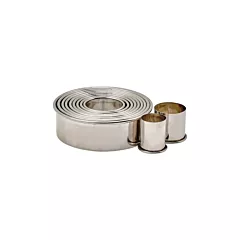 Winco 11 Piece Plain Round Cookie Cutter Set Stainless Steel(CST-2)