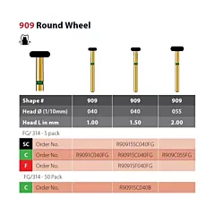 Coltene Alpen Diamond Bur 909 Round Wheel FG/314, 5/pkg