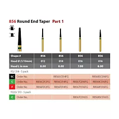 Coltene Alpen Diamond Bur 856 Round End Taper FG/314, 5/pkg
