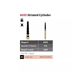 Coltene Alpen Multilayer Diamond Burs Striated Cylinder #6055 FG/314 Super Coarse 5/pkg