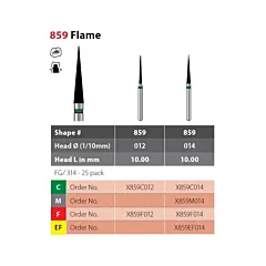 Coltene Alpen X1 Diamond Sterile Burs 859 Flame, 25/package