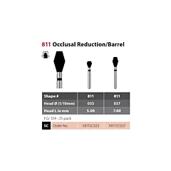 Coltene Alpen X1 Diamond Sterile Burs Occlusal Reduction/Barrel #811 FG/314, 25/pkg