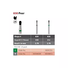 Coltene Alpen X1 Diamond Sterile Burs Pear #830 FG/314, 25/pkg
