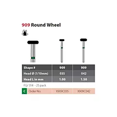 Coltene Alpen X1 Diamond Sterile Burs Round Wheel #909 FG/314, 25/pkg
