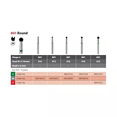 Coltene Alpen X1 Diamond Sterile Burs #801 Round FG/314, 25/pkg