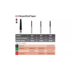 Coltene Alpen X1 Diamond Sterile Burs #850 Round End Taper FG/314, 25/pkg