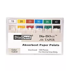DiaDent Absorbant Paper Points Dia-ISO GT 0.6 Taper Non-Marked Sliding Pkg, 100/box