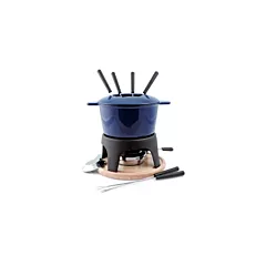 Swissmar Sierra 11 Piece Cast Iron Fondue Set, Blue