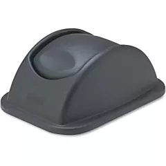 Rubbermaid Untouchable 7 Gallon Rectangular Soft Wastebasket Dome Swing Lid, Black