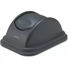 Rubbermaid Untouchable 10.25 Gallon Rectangular Soft Wastebasket Dome Swing Lid, Black(FG306700BLA)