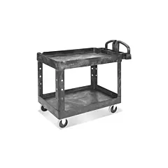 Rubbermaid Two Tier Heavy Duty Utility Cart with Ergonomic Handle, Black - 45.3