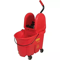 Rubbermaid WaveBrake 35 Qt Mop Bucket with Down Press Wringer, Red(FG757888RED)
