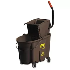 Rubbermaid WaveBrake 35 Qt Mop Bucket with Side Press Wringer, Brown(7580-BR)