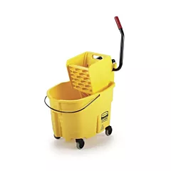 Rubbermaid WaveBrake 35 Qt Mop Bucket with Side Press Wringer, Yellow(7580-YEL)