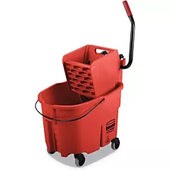 Rubbermaid WaveBrake 35 Qt Mop Bucket with Side Press Wringer, Red(FG758888RED)