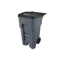 Rubbermaid Brute 65 Gallon Wheeled Rectangular Trash Can with Lid, Grey(9W21G)