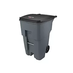 Rubbermaid Brute 95 Gallon Wheeled Rectangular Trash Can with Lid, Grey(FG9W2200GRAY)