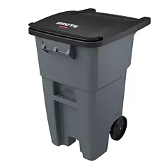 Rubbermaid Brute 50 Gallon Rectangular Mobile Trash Can with Lid, Grey(FG9W2700GRAY)