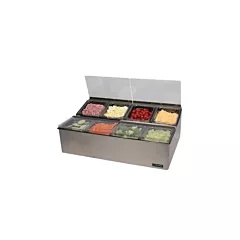 San Jamar EZ-Chill Condiment Bar with 8 Compartments, Stainless Steel, 25.3
