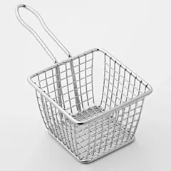 American Metalcraft Mini Square Stainless Steel Fry Basket Server
