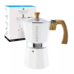 Grosche Milano 6 Cup Stovetop Espresso Maker, White