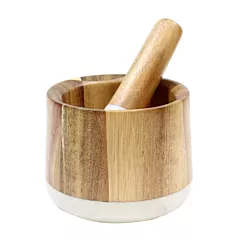 TableCraft Elements Collection Mortar & Pestle, Marble / Acacia