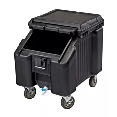 Cambro 100 Pound Insulated Mobile Ice Bin with Sliding Lid, Black(ICS100L-110)