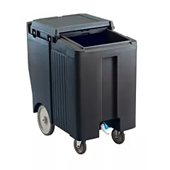 Cambro 175 Pound Insulated Tall Mobile Ice Bin with Sliding Lid, Black(ICS175TB-110)