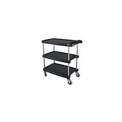 Metro myCart Three Tier Utility Cart with Chrome Posts, Black(MY1627-34BL)